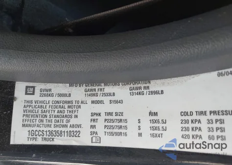 2005 Chevrolet Colorado Ls z USA, uszkodzony, nr VIN 1GCCS136358110322